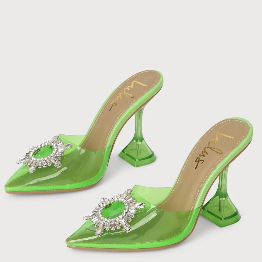 Lulu’s Midnight Lime Pointed-Toe Heels Size 7.5 NWOB - Picture 3 of 6